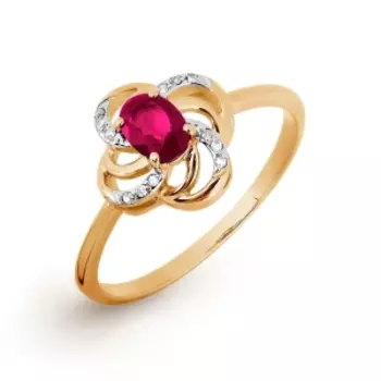 Кольцо с рубином и бриллиантами Линии Любви