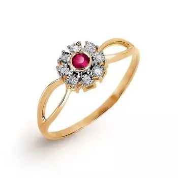 Кольцо с рубином и бриллиантами Линии Любви