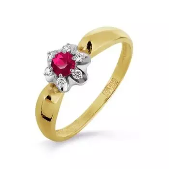 Кольцо с рубином и бриллиантами Линии Любви