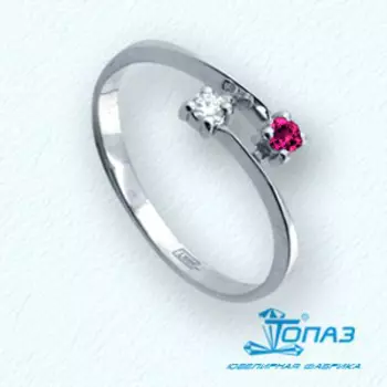 Кольцо с рубином и бриллиантом Линии Любви