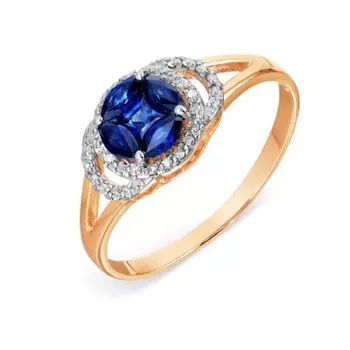 Кольцо с сапфирами и бриллиантами Линии Любви