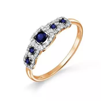 Кольцо с сапфирами и бриллиантами Линии Любви