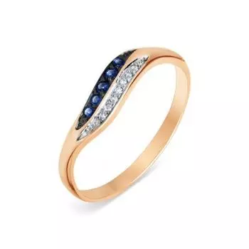 Кольцо с сапфирами и бриллиантами Линии Любви