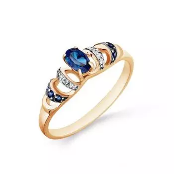 Кольцо с сапфирами и бриллиантами Линии Любви