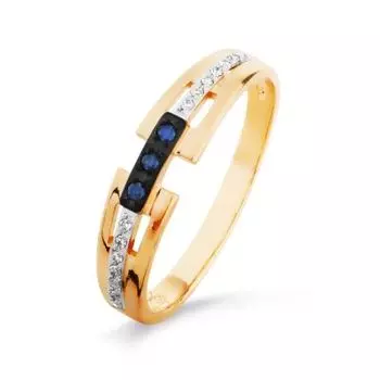 Кольцо с сапфирами и бриллиантами Линии Любви