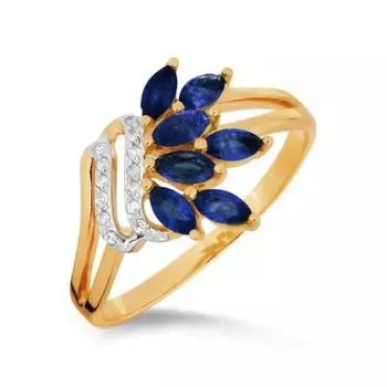 Кольцо с сапфирами и бриллиантами Линии Любви