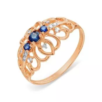 Кольцо с сапфирами и бриллиантами Линии Любви