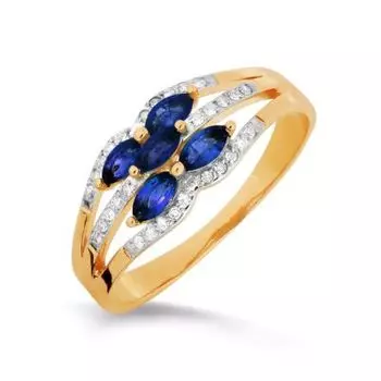 Кольцо с сапфирами и бриллиантами Линии Любви