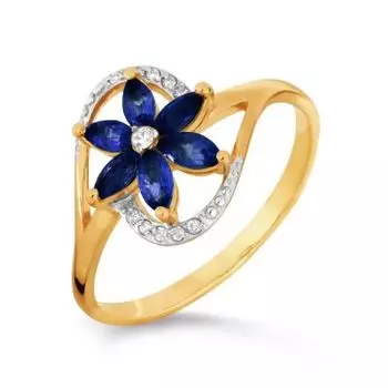 Кольцо с сапфирами и бриллиантами Линии Любви