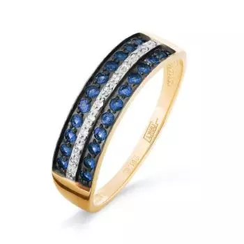 Кольцо с сапфирами и бриллиантами Линии Любви