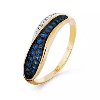 Кольцо с сапфирами и бриллиантами Линии Любви
