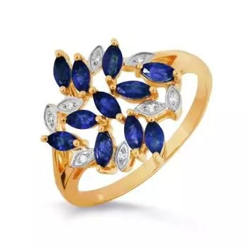 Кольцо с сапфирами и бриллиантами Линии Любви