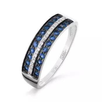 Кольцо с сапфирами и бриллиантами Линии Любви