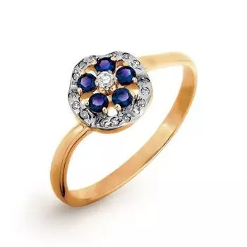 Кольцо с сапфирами и бриллиантами Линии Любви