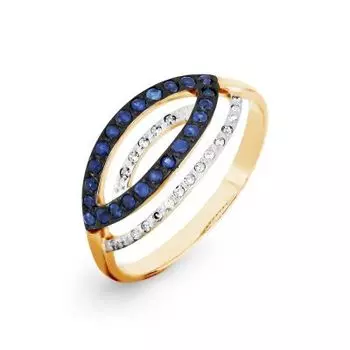 Кольцо с сапфирами и бриллиантами Линии Любви