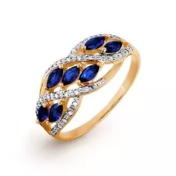 Кольцо с сапфирами и бриллиантами Линии Любви