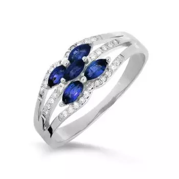 Кольцо с сапфирами и бриллиантами Линии Любви