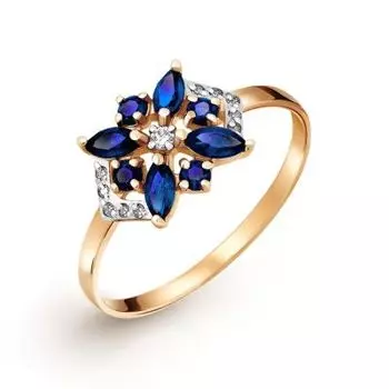 Кольцо с сапфирами и бриллиантами Линии Любви