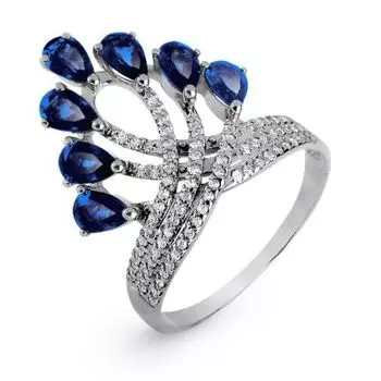 Кольцо с сапфирами и бриллиантами Линии Любви