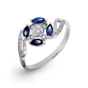 Кольцо с сапфирами и бриллиантами Линии Любви
