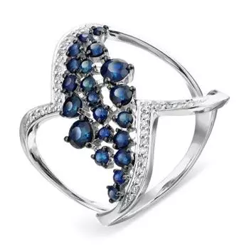 Кольцо с сапфирами и бриллиантами Линии Любви