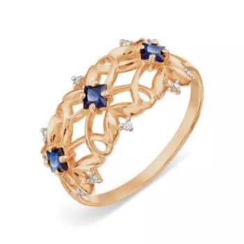 Кольцо с сапфирами и бриллиантами Линии Любви