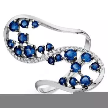 Кольцо с сапфирами и бриллиантами Линии Любви