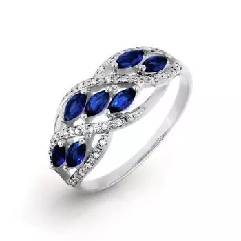 Кольцо с сапфирами и бриллиантами Линии Любви