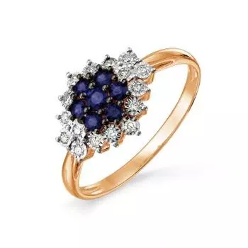 Кольцо с сапфирами и бриллиантами Линии Любви