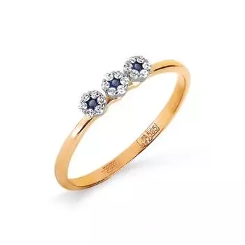 Кольцо с сапфирами и бриллиантами Линии Любви