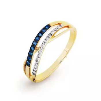 Кольцо с сапфирами и бриллиантами Линии Любви