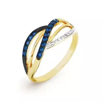 Кольцо с сапфирами и бриллиантами Линии Любви