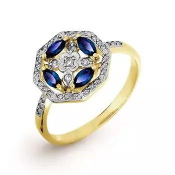 Кольцо с сапфирами и бриллиантами Линии Любви