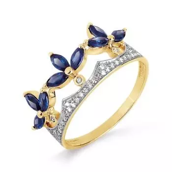 Кольцо с сапфирами и бриллиантами Линии Любви