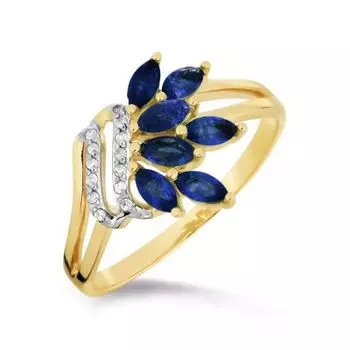 Кольцо с сапфирами и бриллиантами Линии Любви