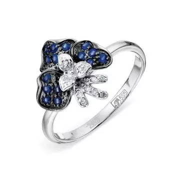 Кольцо с сапфирами и бриллиантами Линии Любви