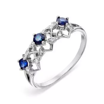 Кольцо с сапфирами и бриллиантами Линии Любви