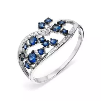 Кольцо с сапфирами и бриллиантами Линии Любви