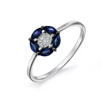 Кольцо с сапфирами и бриллиантами Линии Любви