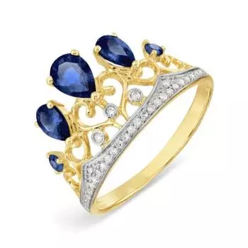 Кольцо с сапфирами и бриллиантами Линии Любви