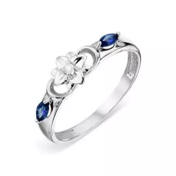 Кольцо с сапфирами и бриллиантом Линии Любви