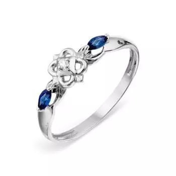 Кольцо с сапфирами и бриллиантом Линии Любви