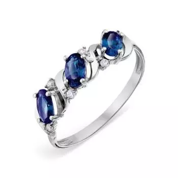 Кольцо с сапфирами и фианитами Линии Любви