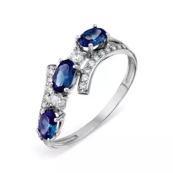 Кольцо с сапфирами и фианитами Линии Любви