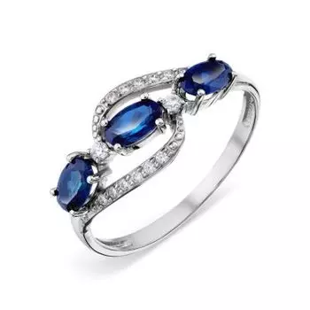 Кольцо с сапфирами и фианитами Линии Любви