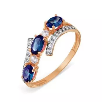 Кольцо с сапфирами и фианитами Линии Любви