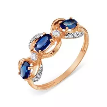 Кольцо с сапфирами и фианитами Линии Любви