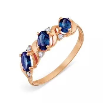 Кольцо с сапфирами и фианитами Линии Любви