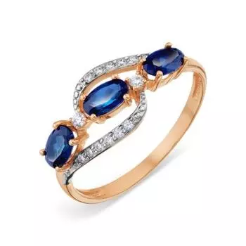 Кольцо с сапфирами и фианитами Линии Любви