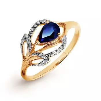 Кольцо с сапфиром и бриллиантами Линии Любви